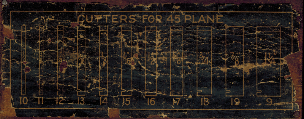 Original Label for Stanley 45 Cutter label for cutters 9 through 19